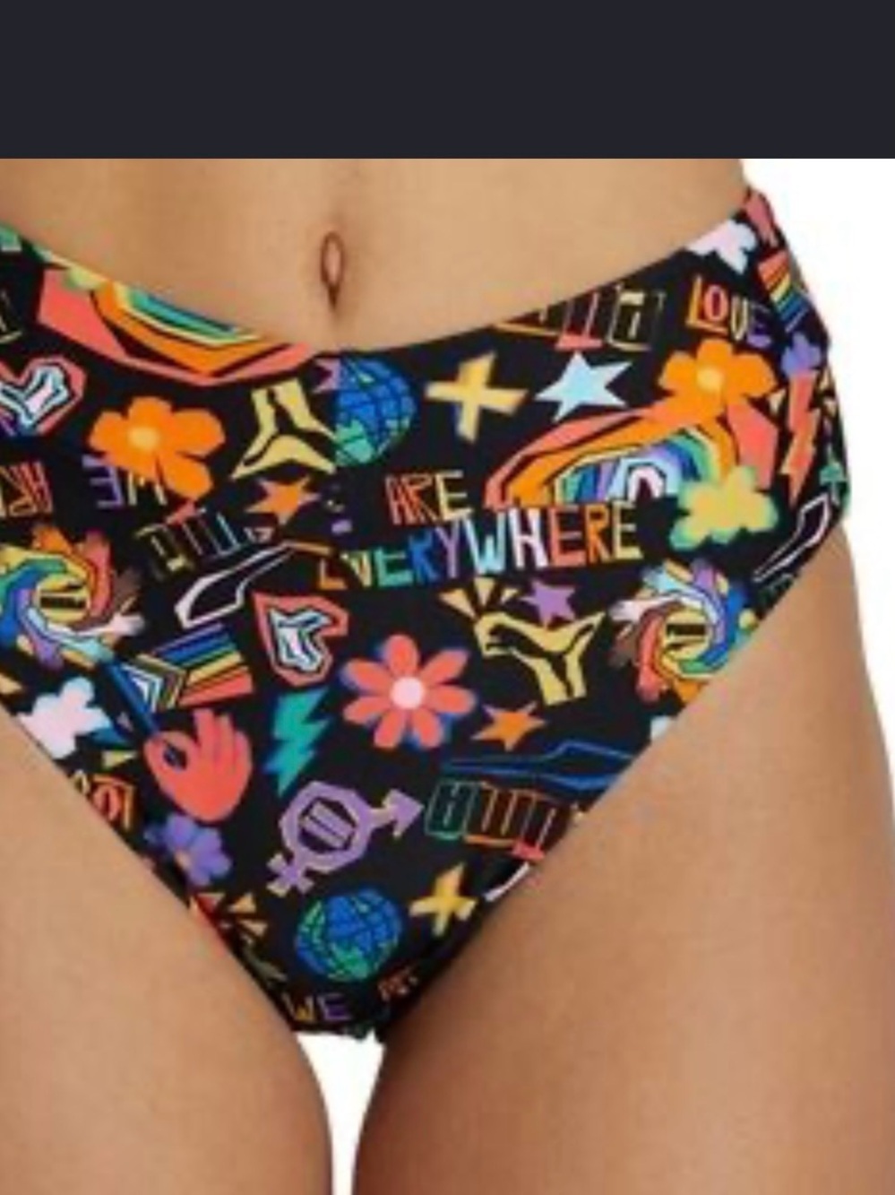 NEW Puma Black Neon Graphic High-Waist Bikini Swim Bottoms Women’s Sz.XS
